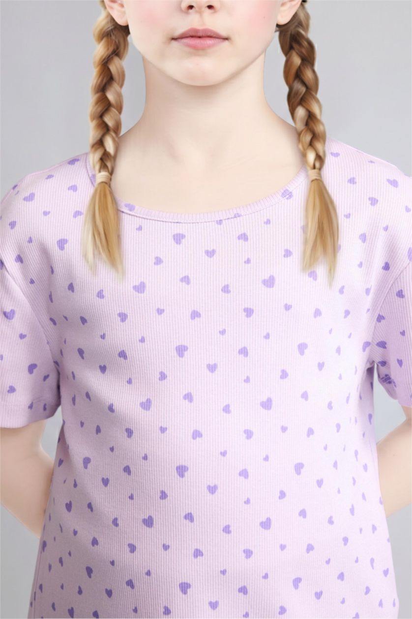 Young Girls - Teen Girls Lilac Girl Regular Fit Ribbed T 2 Piece Pajama Set