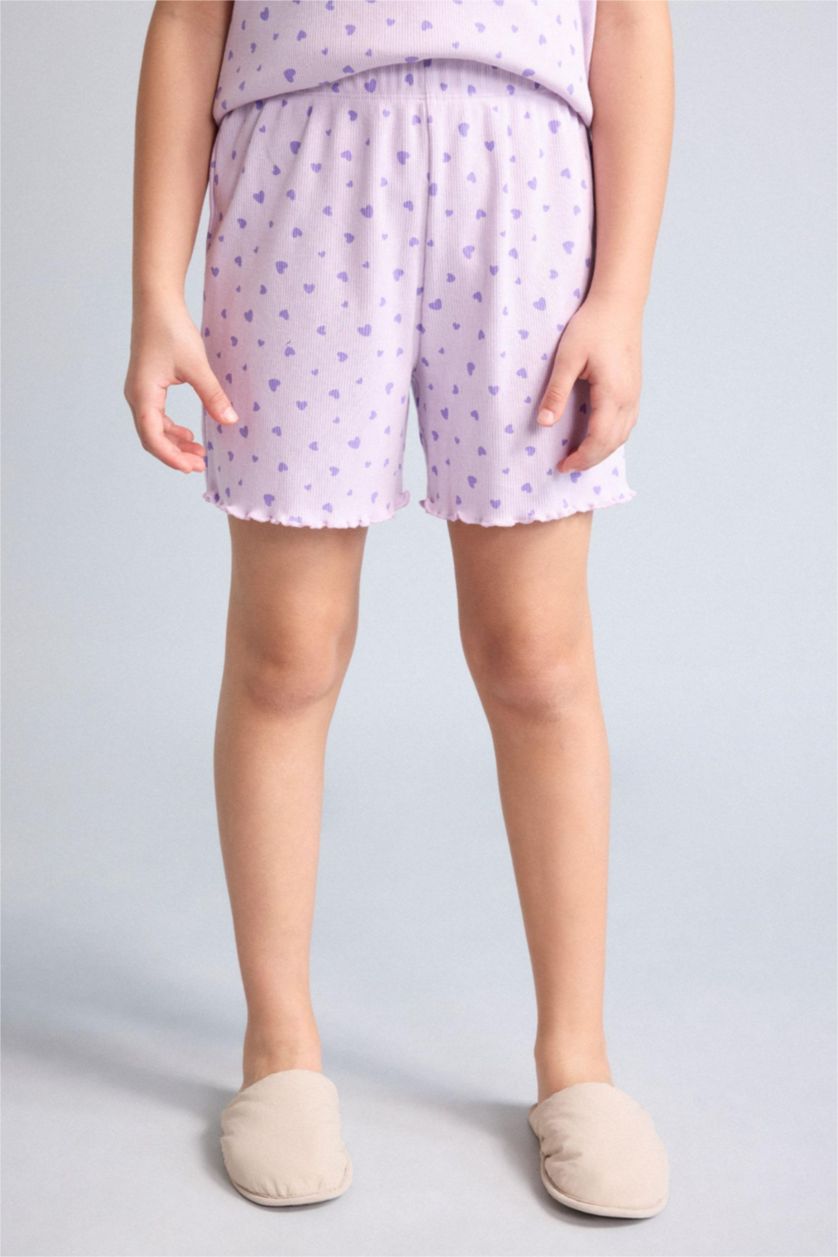 GIRLS & TEENS Lilac طقم بيجاما بناتي مضلع قصة عادية - قطعتين