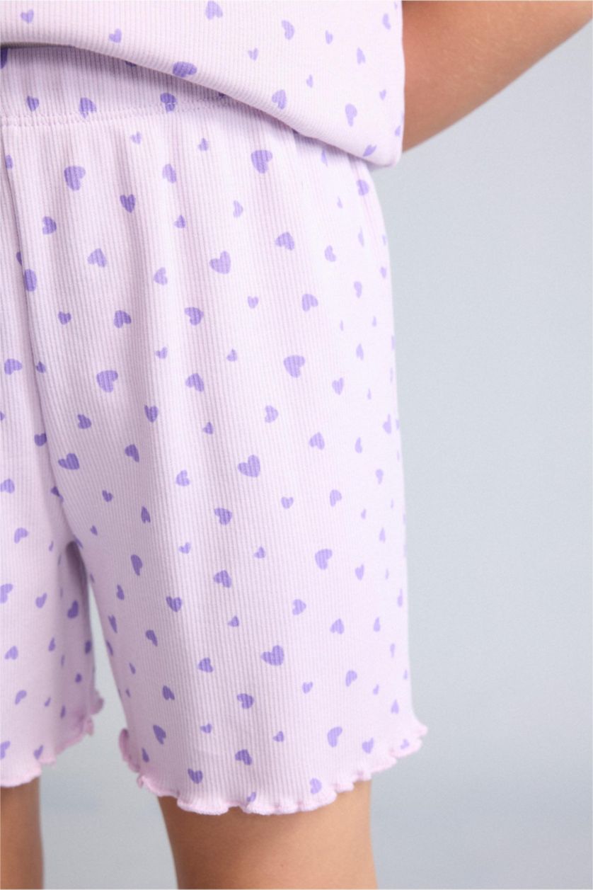 GIRLS & TEENS Lilac طقم بيجاما بناتي مضلع قصة عادية - قطعتين