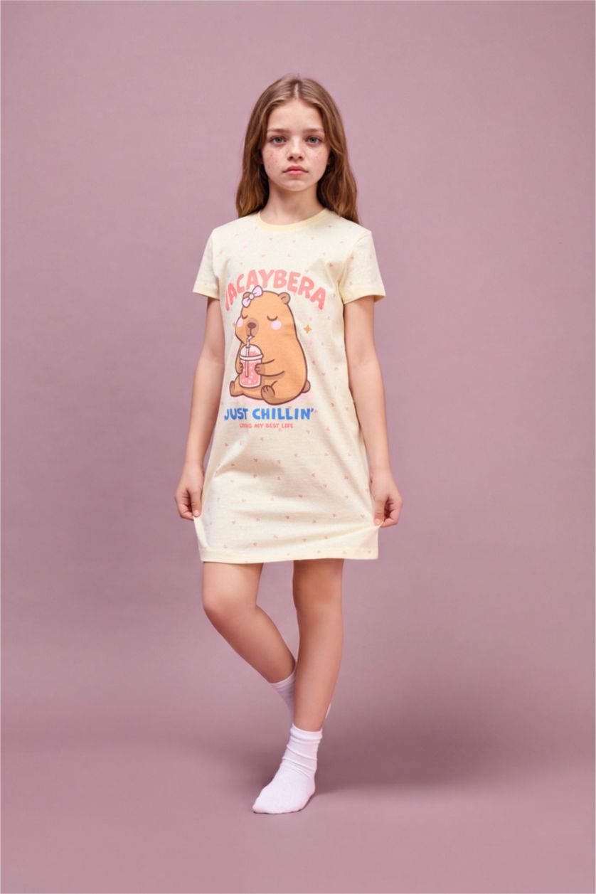 GIRLS & TEENS Light Yellow Girl Printed Yellow Dress