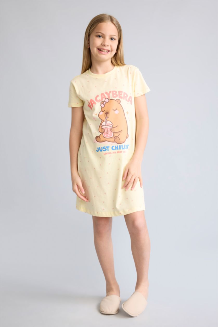Young Girls - Teen Girls Light Yellow Short Sleeve Dress