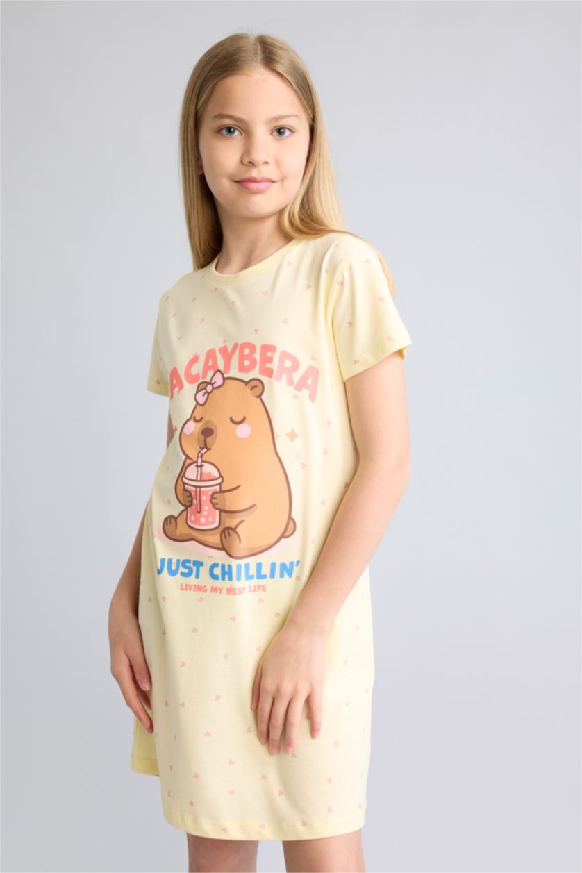 Young Girls - Teen Girls Light Yellow Short Sleeve Dress