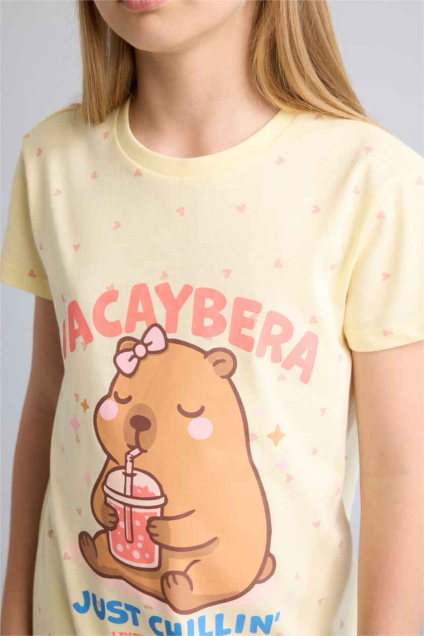 Young Girls - Teen Girls Light Yellow Short Sleeve Dress