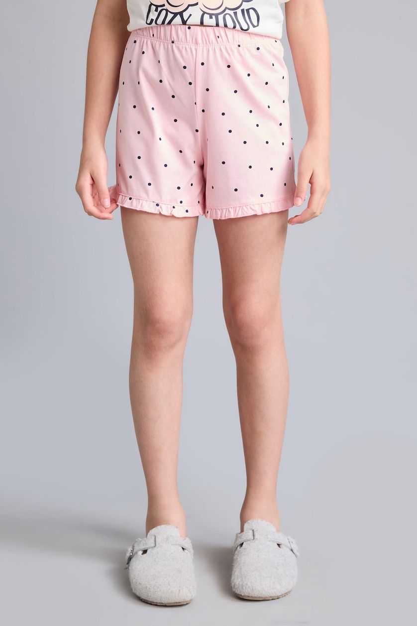 بنات بيج فاتح 100% Cotton Teddy Bear Regular Fit 2 Piece Pajama Set