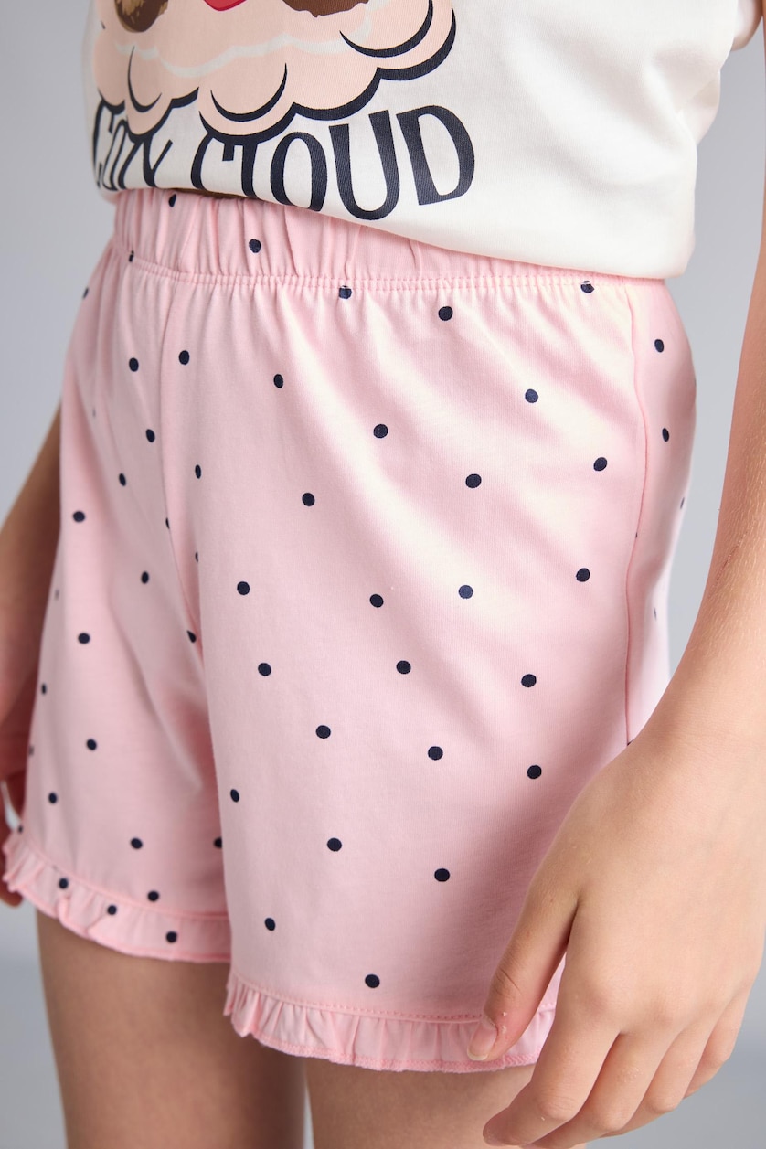 بنات بيج فاتح 100% Cotton Teddy Bear Regular Fit 2 Piece Pajama Set