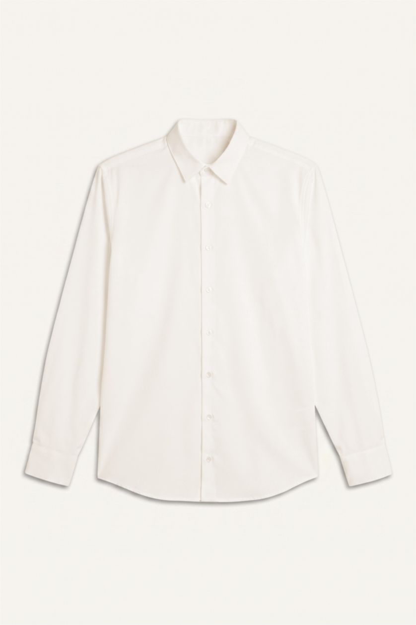 Men Ecru Modern Fit Long Sleeve Shirt
