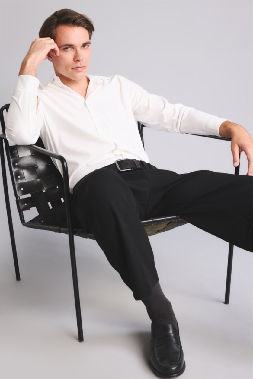 MAN Ecru Modern Fit Long Sleeve Shirt