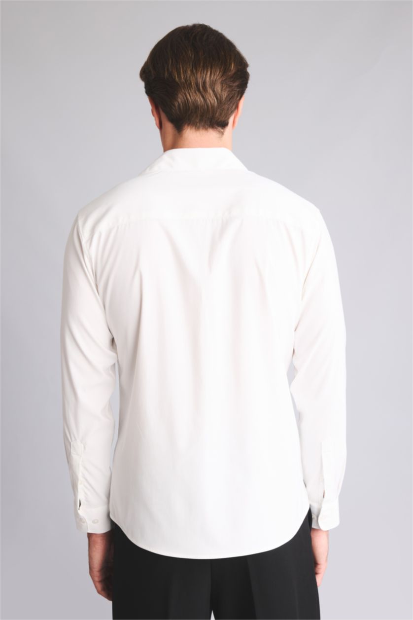 MAN Ecru Modern Fit Long Sleeve Shirt