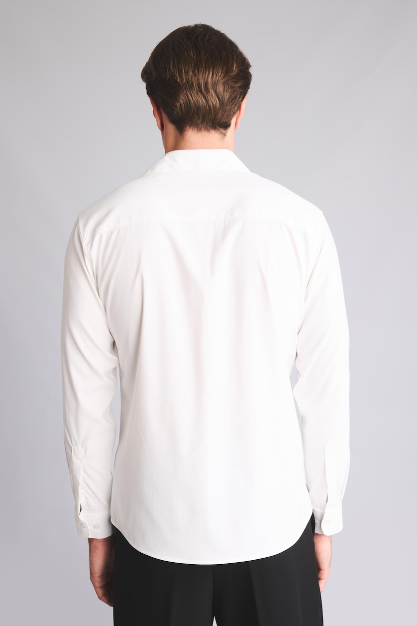 Men Ecru Modern Fit Shirt Collar Long Sleeve Shirt