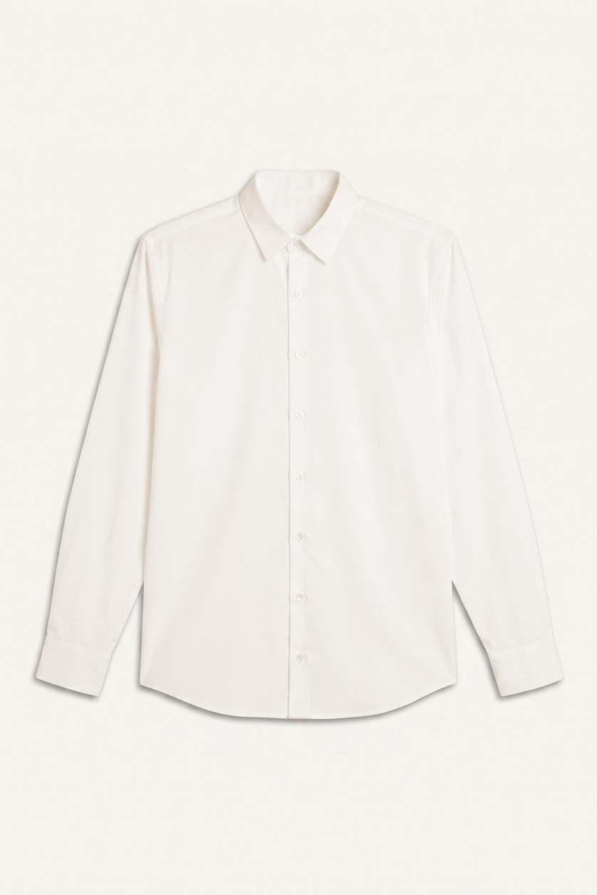 Men Ecru Modern Fit Shirt Collar Long Sleeve Shirt