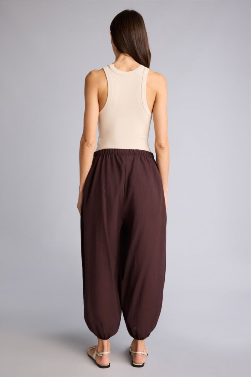 Kadın Koyu Kahve Yüksek Bel Balloon Fıt Pantolon