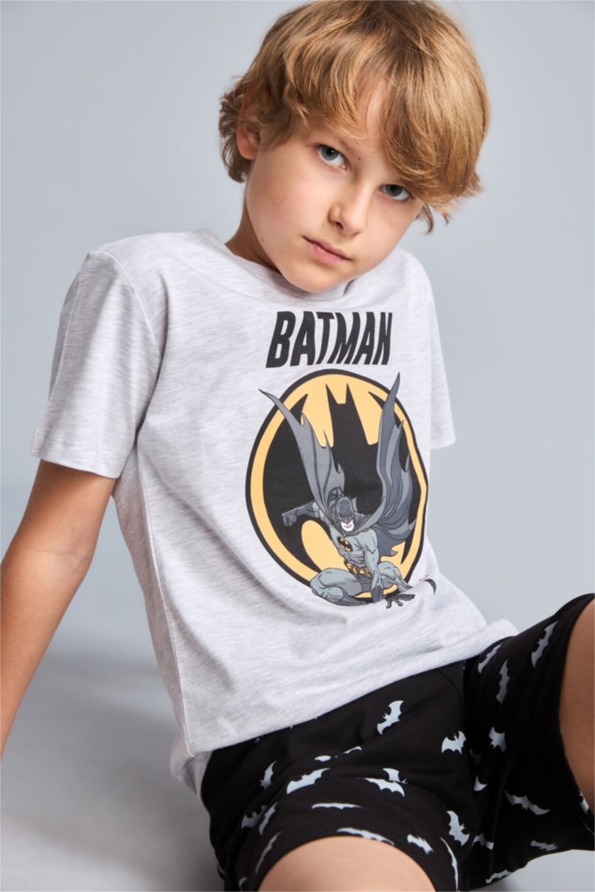 Erkek Çocuk - Genç Erkek Optik Gri Melanj Batman Lisanslı Regular Fit 2'Li Takım Erkek Çocuk