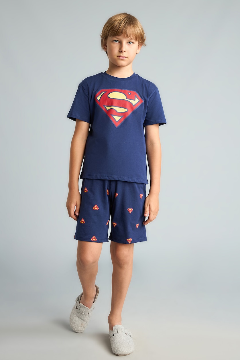 Young Boys - Teen Boys NAVY 2 piece Regular Fit Superman Licensed Knitted Pyjamas