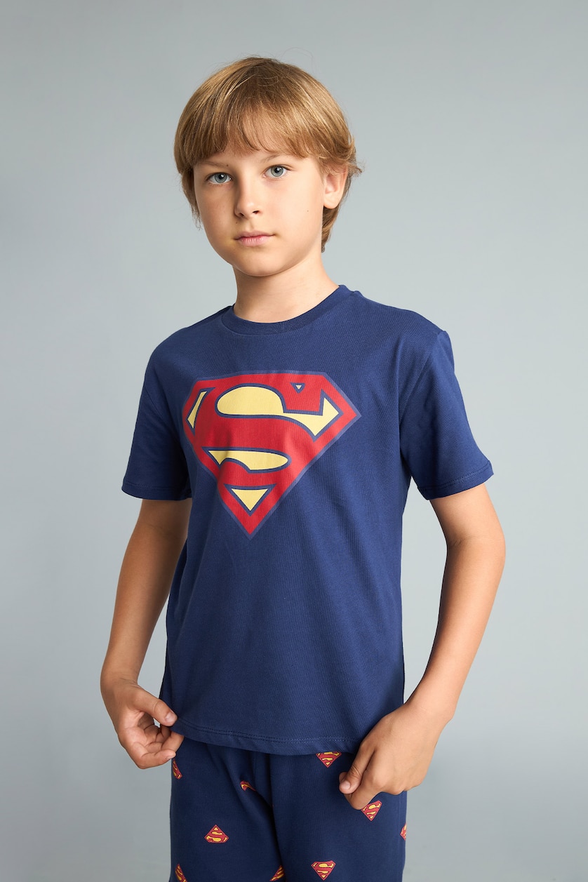 Young Boys - Teen Boys NAVY 2 piece Regular Fit Superman Licensed Knitted Pyjamas