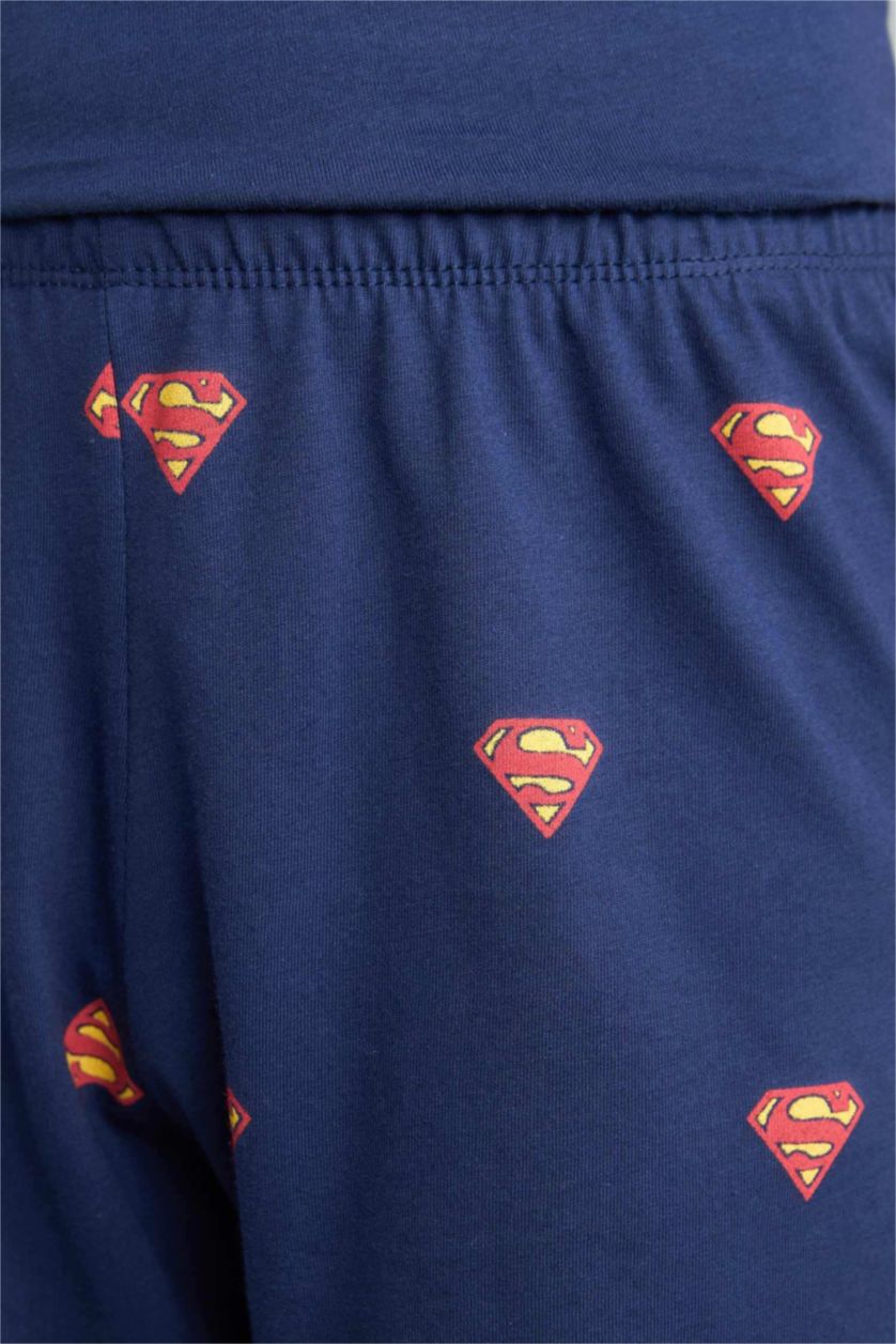 Erkek Çocuk - Genç Erkek Lacivert Superman Lisanslı Regular Fit 2'Li Pijama Takımı Erkek Çocuk