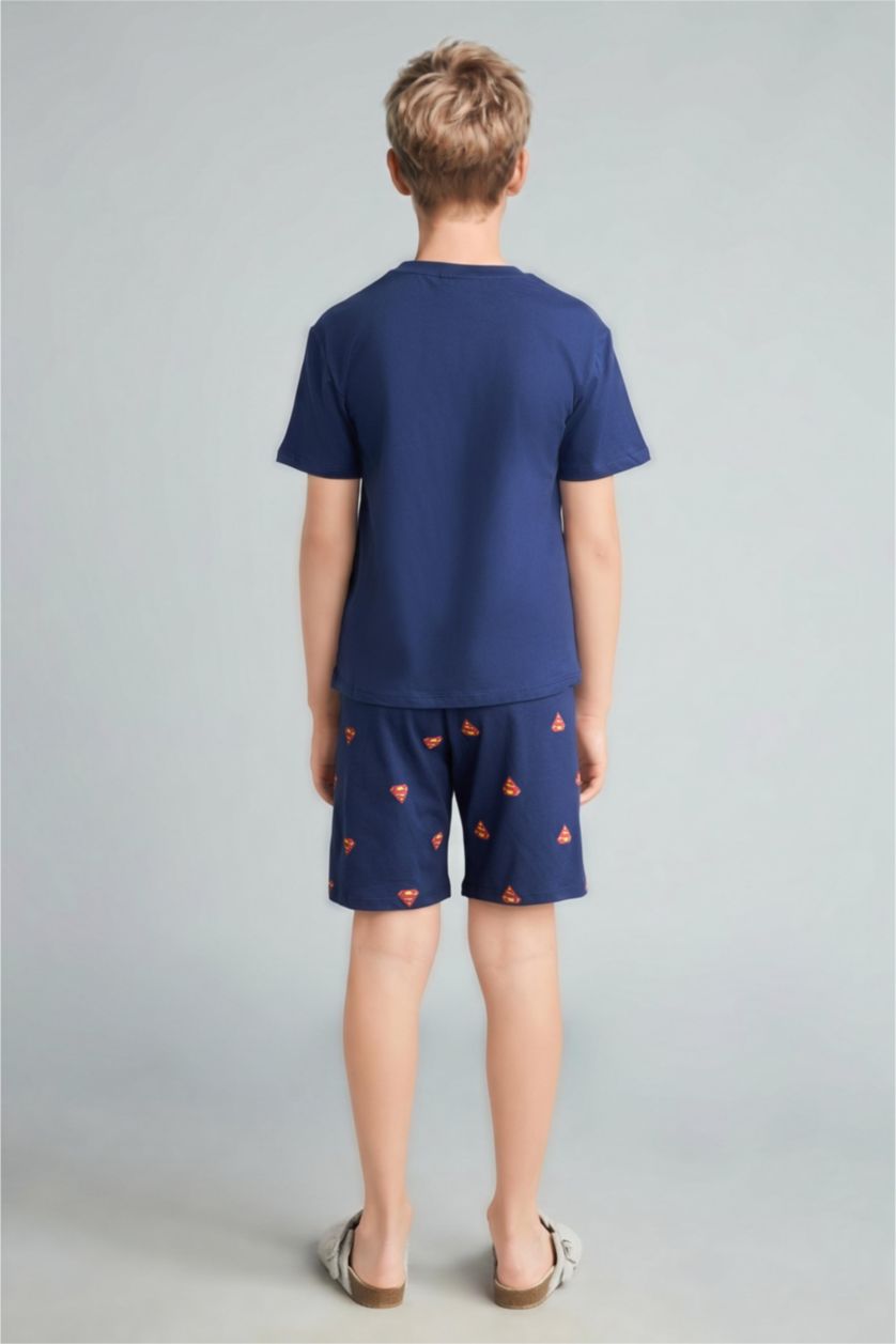 Erkek Çocuk - Genç Erkek Lacivert Superman Lisanslı Regular Fit 2'Li Pijama Takımı Erkek Çocuk