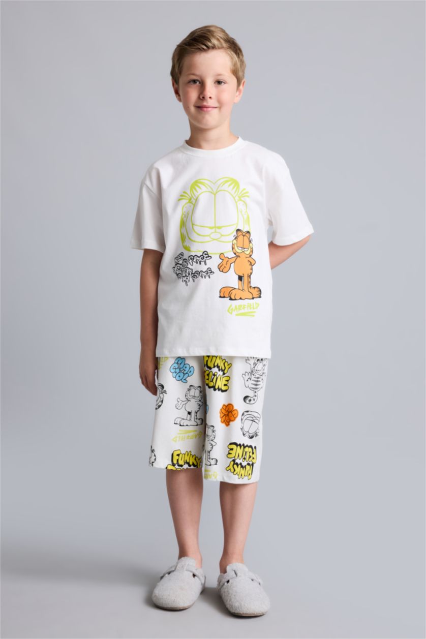 Young Boys - Teen Boys White 2 piece Regular Fit Garfield Knitted Pyjamas