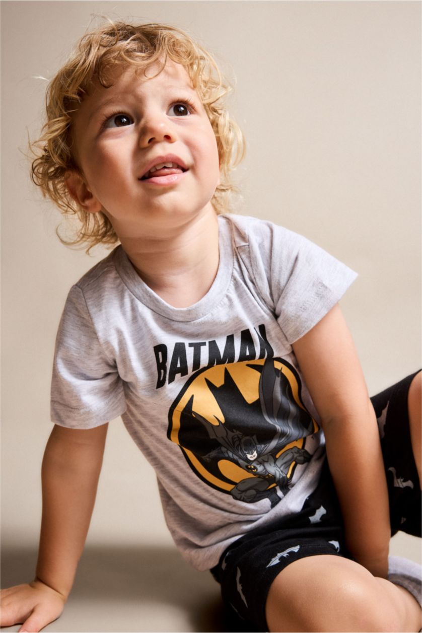 BABY BOY Light Grey Melange Baby Boy Batman Licensed 2 Piece Pajama Set