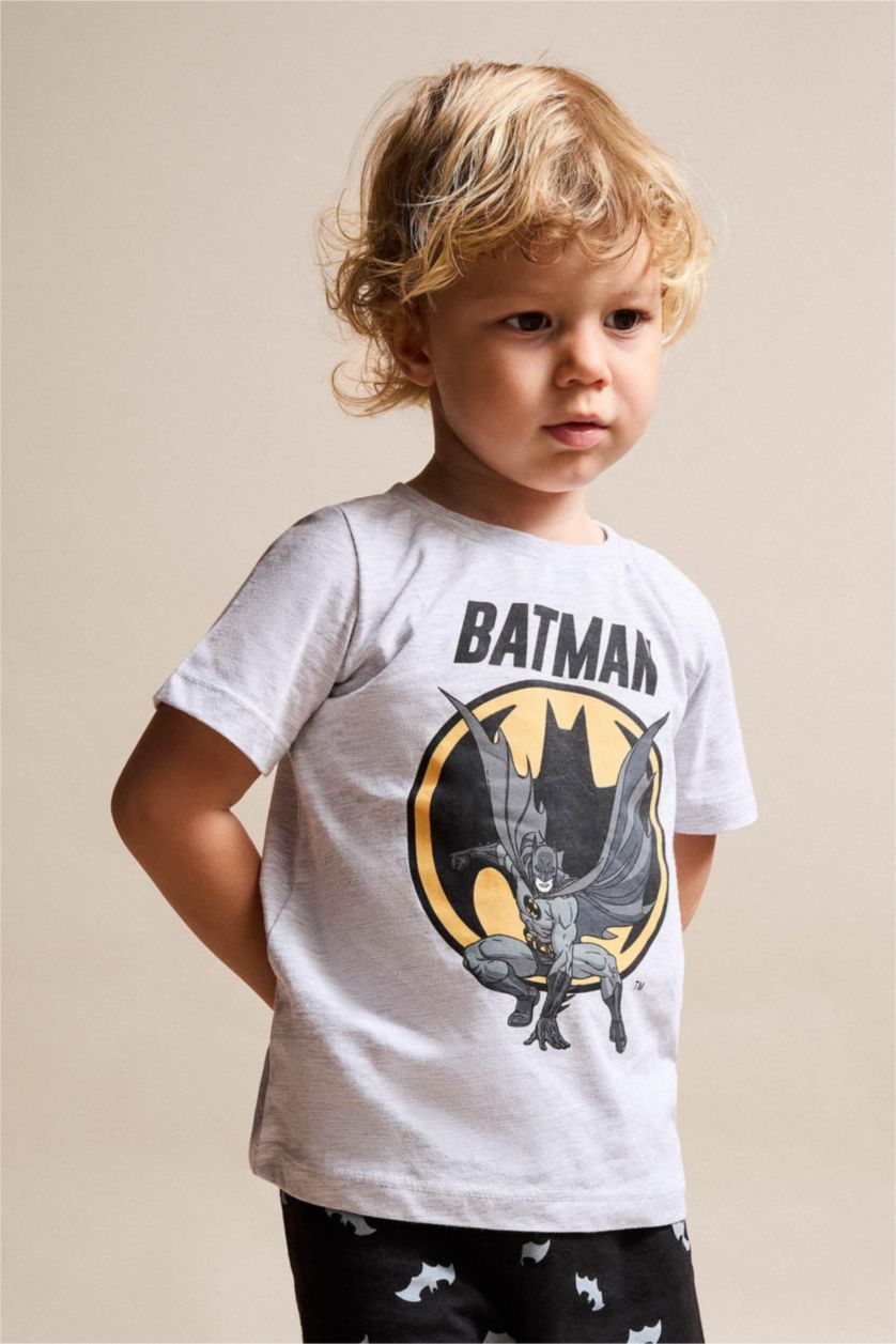 BABY BOY Light Grey Melange Baby Boy Batman Licensed 2 Piece Pajama Set