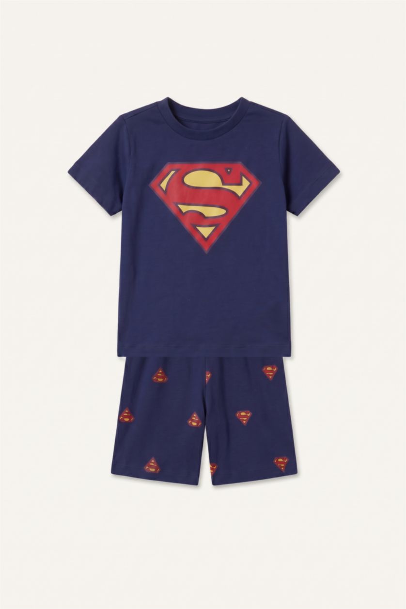 Baby Boys NAVY 2 piece Regular Fit Superman Licensed Knitted Pyjamas
