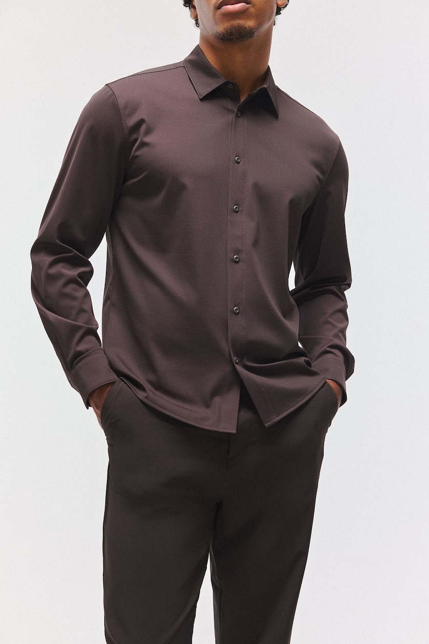 MAN Brown Slim Fit Long Sleeve Shirt