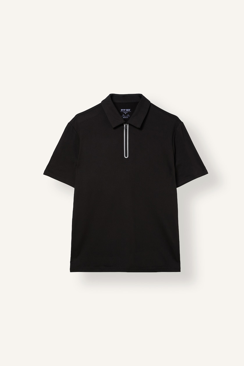 MAN Black Standard Fit Basic Ultra Soft Stretch Fabric Short Sleeve Polo T-Shirt