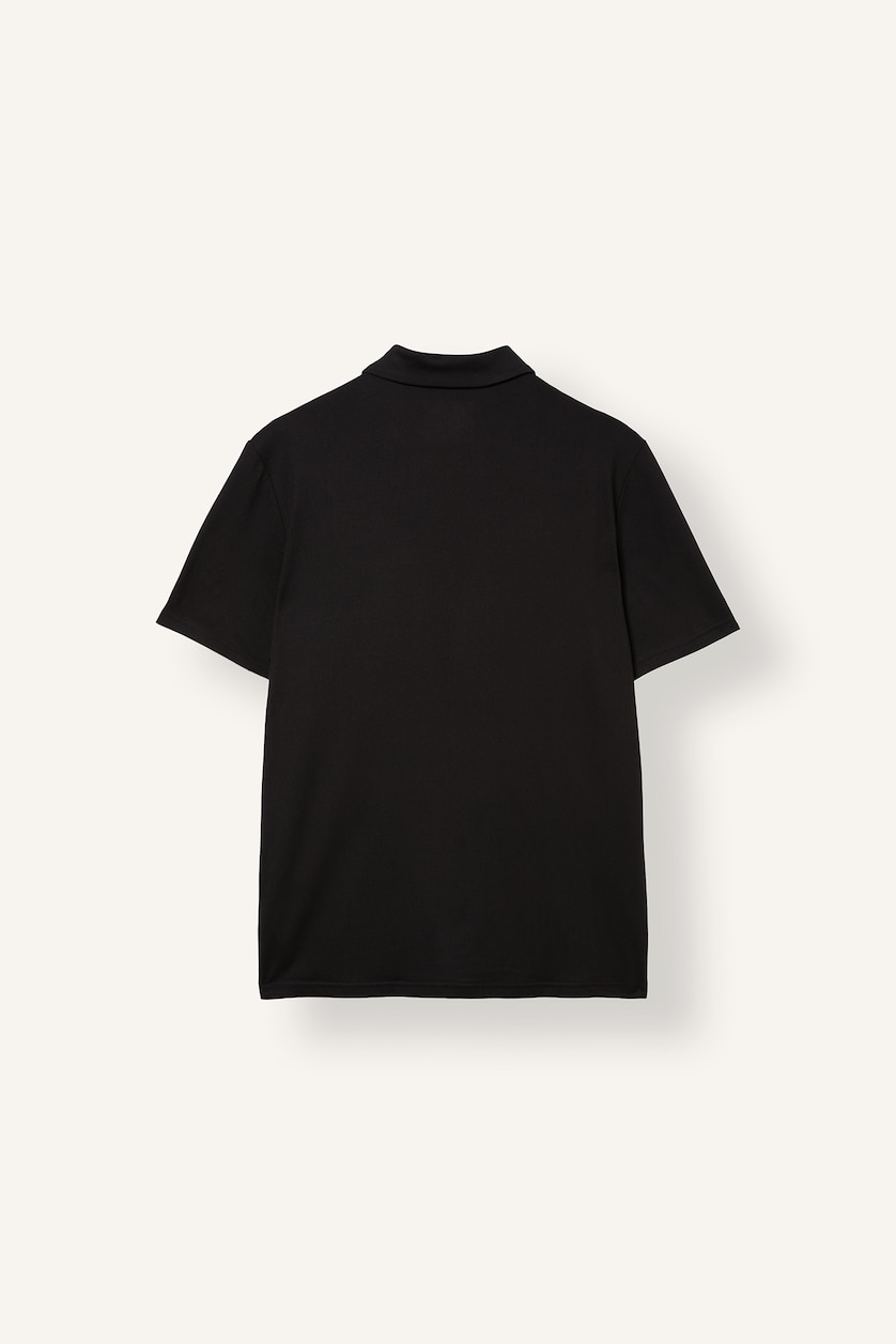 MAN Black Standard Fit Basic Ultra Soft Stretch Fabric Short Sleeve Polo T-Shirt