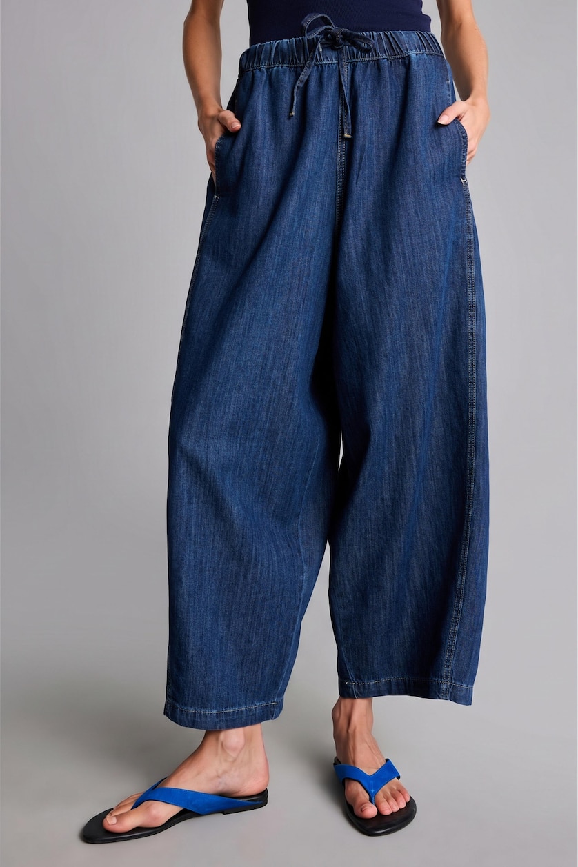 Kadın Mavi %100 Pamuk Barrel Fıt Jean Pantolon