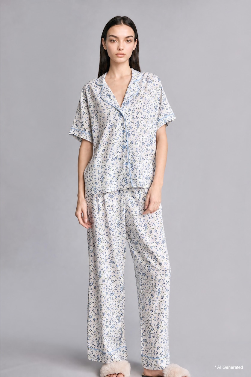 WOMAN Ecru Regular Fit Short-Sleeve 2 Piece Set