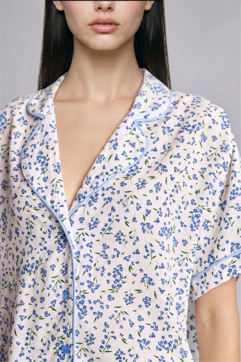 Kadın Ekru Regular Fit 2'li Pijama Takımı