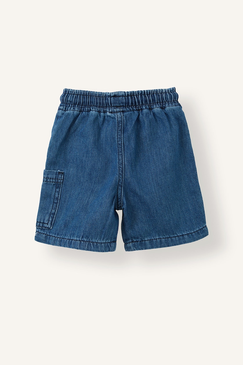 Erkek Bebek Mavi Beli Lastikli Jean Şort Erkek Bebek