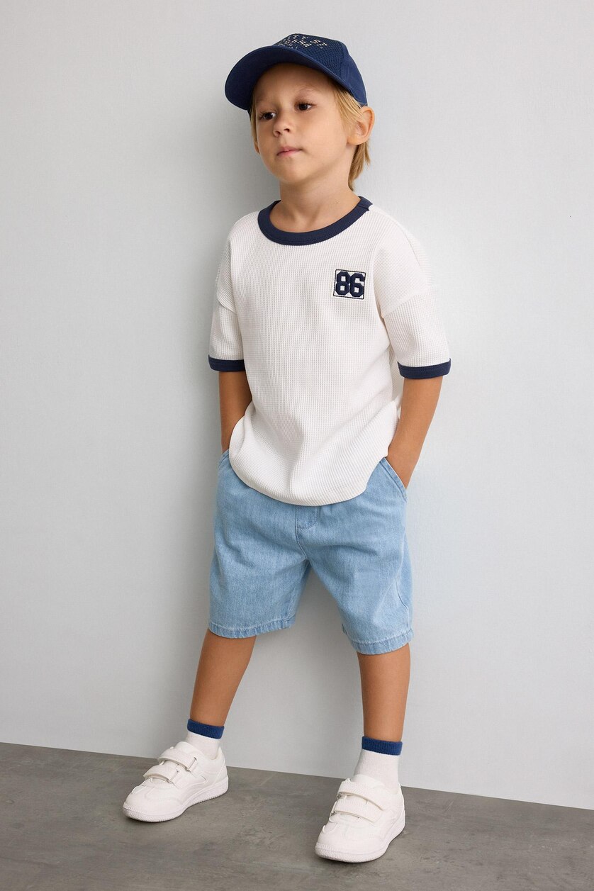 Baby Boy Light Blue Baby Boy Elastic Waist Light Blue Denim Shorts