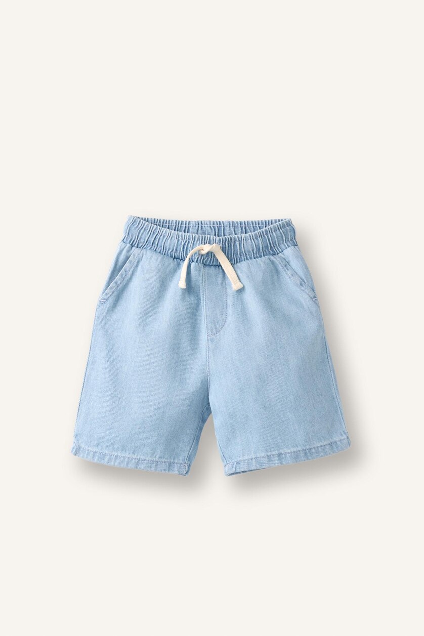 Baby Boy Light Blue Baby Boy Elastic Waist Light Blue Denim Shorts
