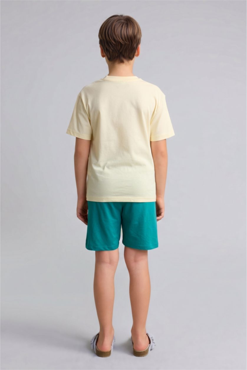 Boys & Teens Light Yellow Boy 2 piece Regular Fit Printed Knitted Pyjamas
