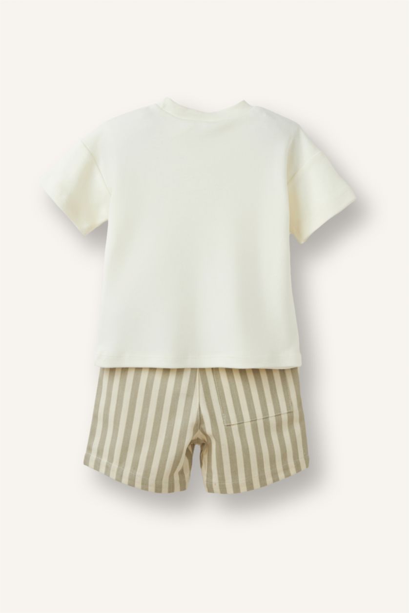 Baby Boys Ecru 2 piece Regular Fit Crew Neck Set