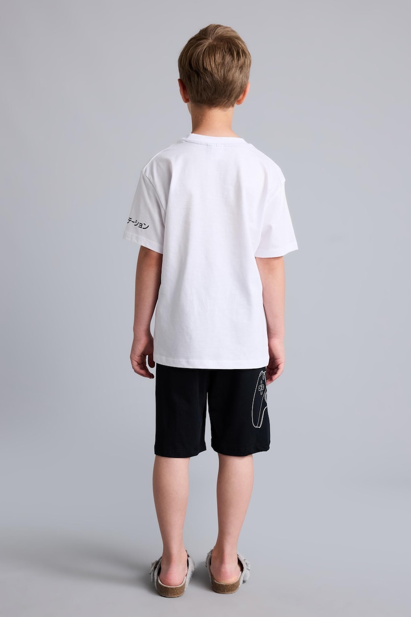 Boys & Teens White Boy 100% Cotton PlayStation Regular Fit 2 Piece Pyjama Set