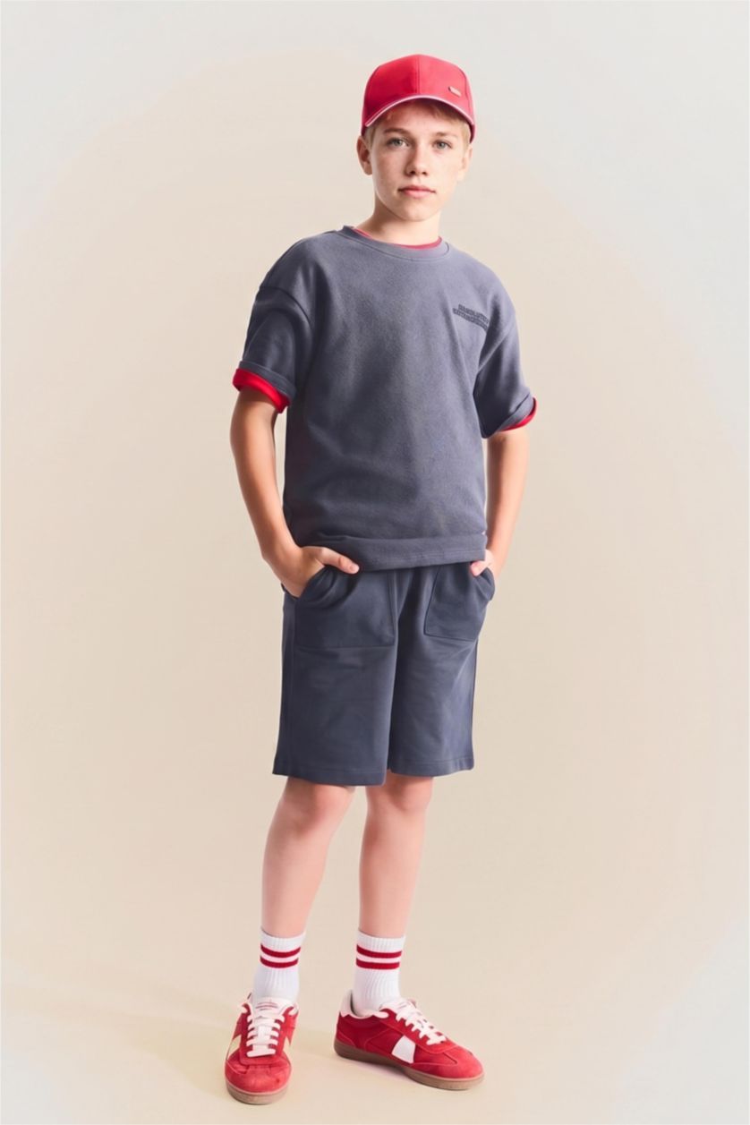 Young Boys - Teen Boys Anthracite Boy Oversize Fit Slogan Short Sleeve T-Shirt