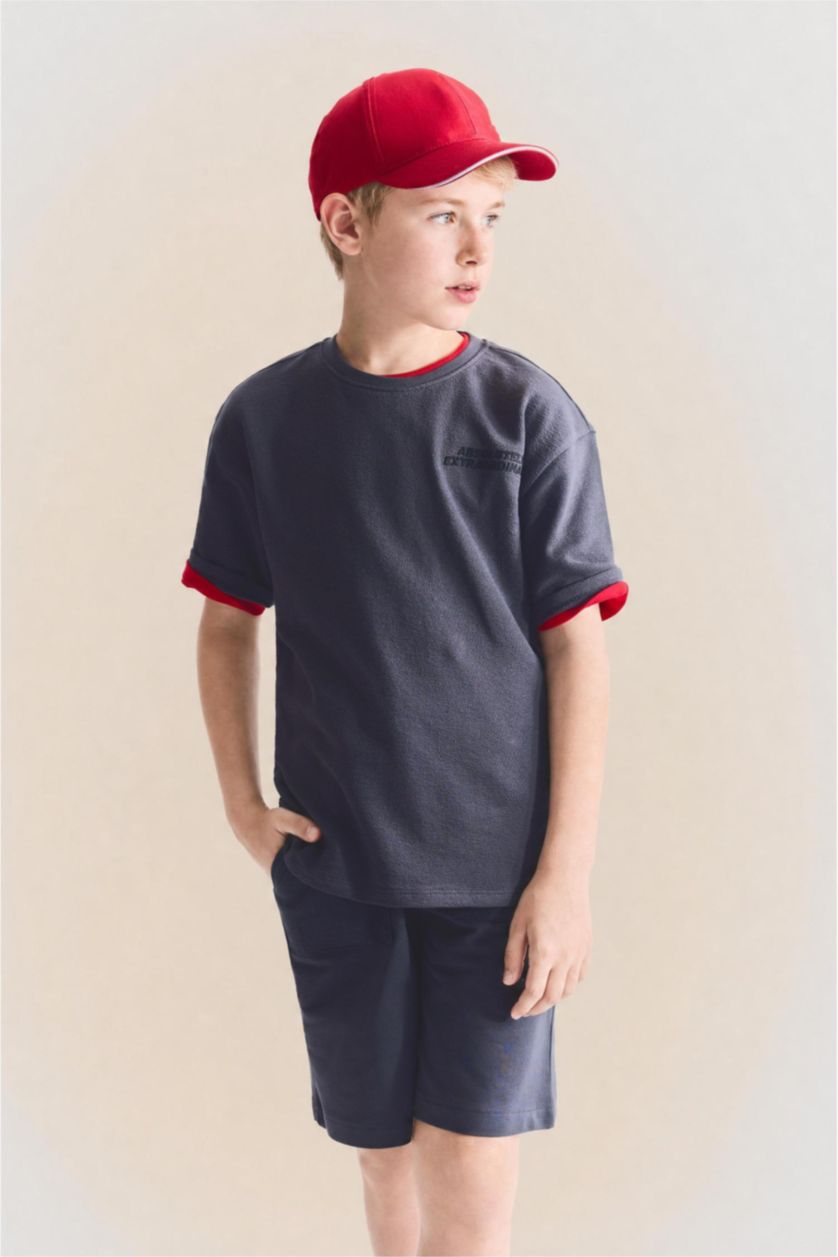Young Boys - Teen Boys Anthracite Boy Oversize Fit Slogan Short Sleeve T-Shirt