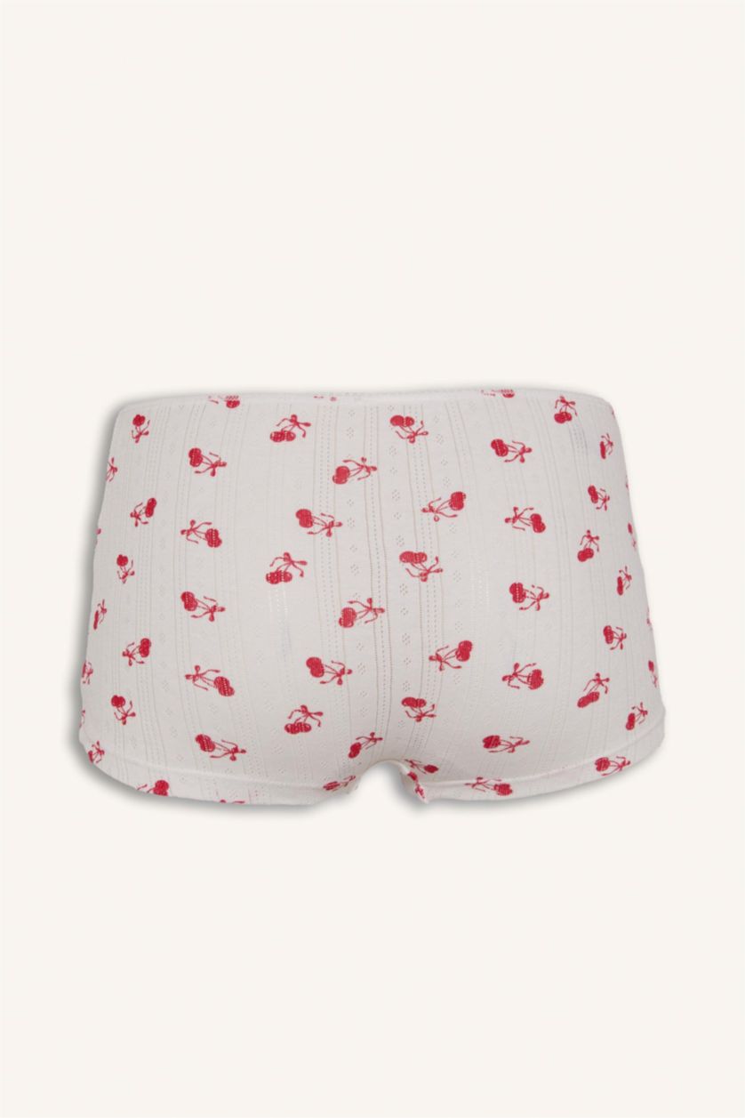 FEMME Rouge Culotte en coton côtelé à motif cerise avec taille élastique