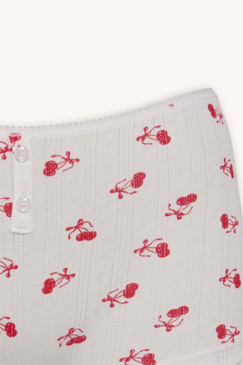 FEMME Rouge Culotte en coton côtelé à motif cerise avec taille élastique