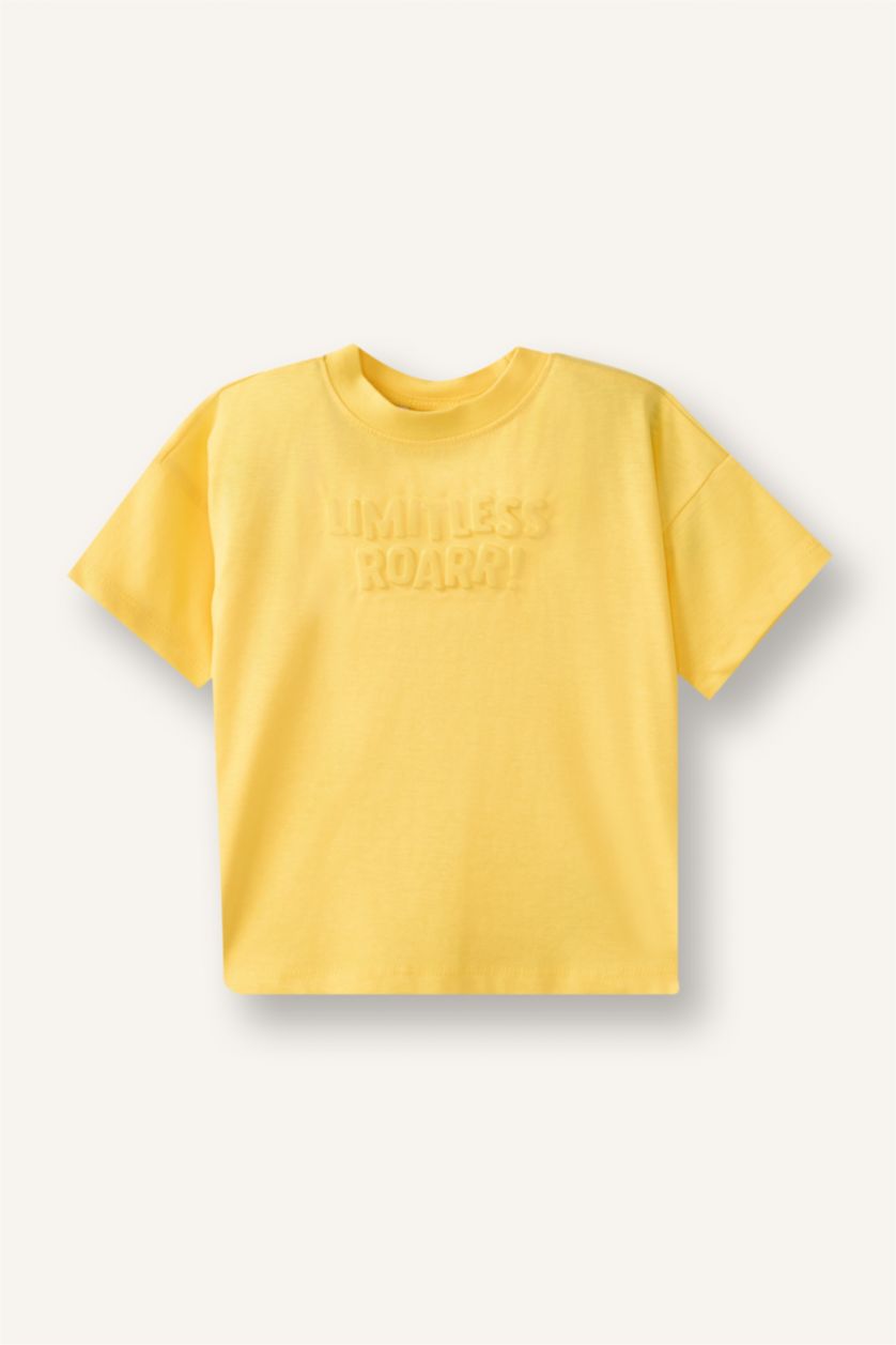 Baby Boys Yellow Regular Fit Printed Short Sleeve T-Shirt
