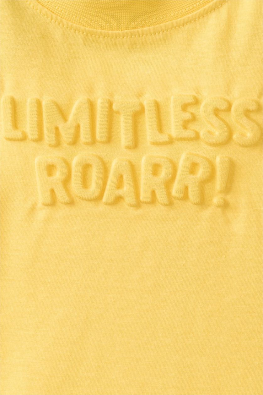 Baby Boys Yellow Regular Fit Printed Short Sleeve T-Shirt