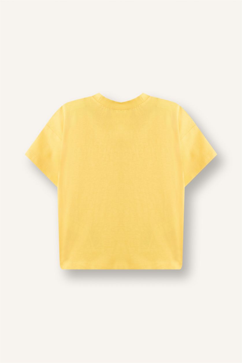 Baby Boys Yellow Regular Fit Printed Short Sleeve T-Shirt