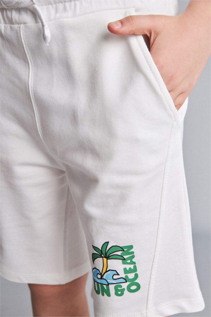 Young Boys - Teen Boys Ecru Oversize Fit Shorts