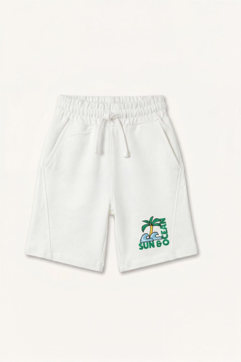 Young Boys - Teen Boys Ecru Oversize Fit Shorts