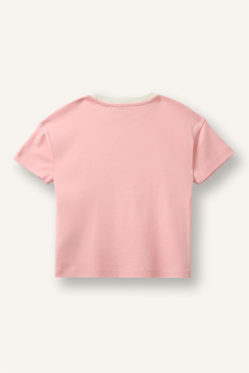 Kız Bebek Pembe Baskılı Ribana Tişört Kız Bebek