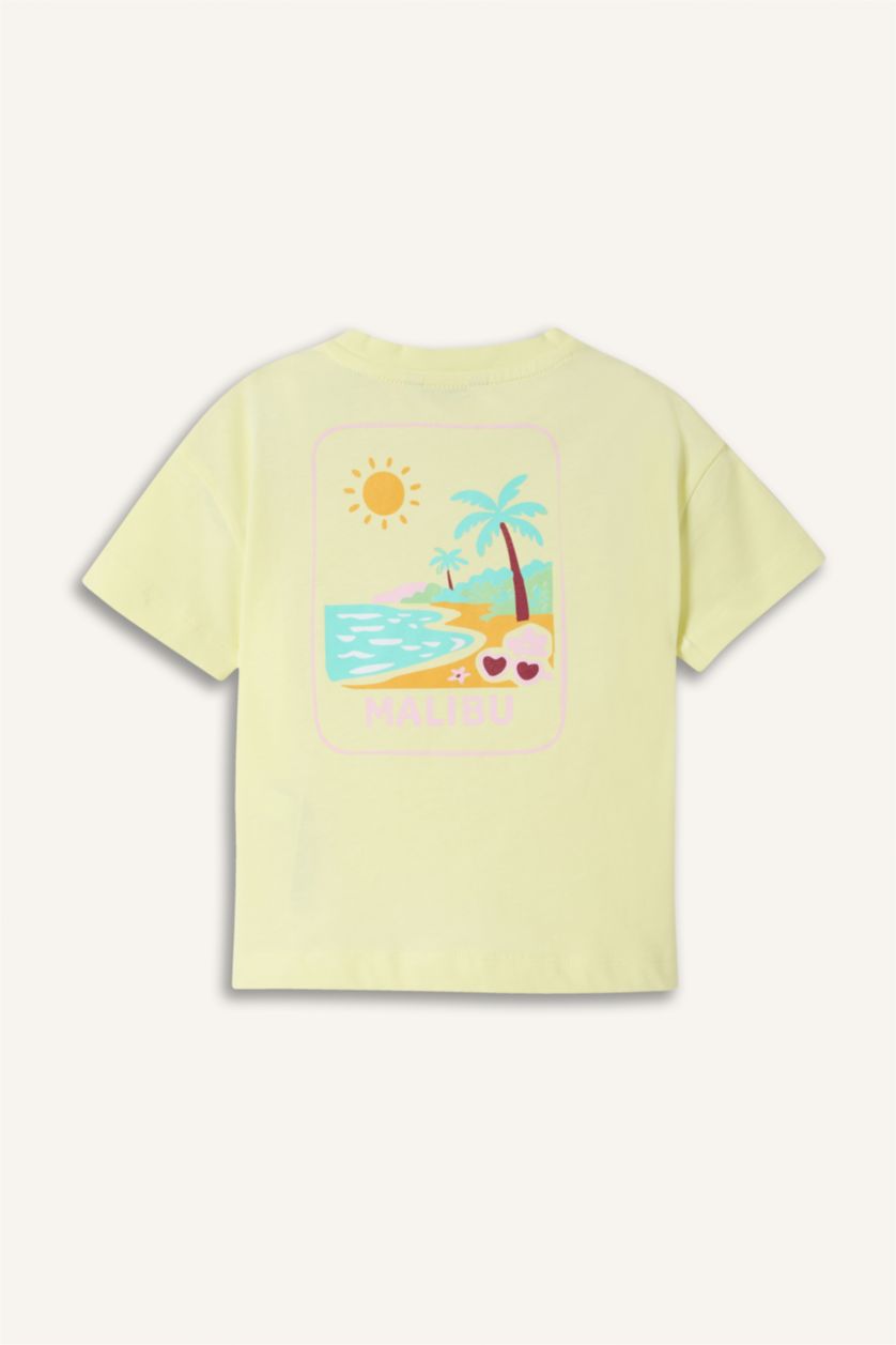 Baby Girls Light Green Relax Fit Floral Short Sleeve T-Shirt