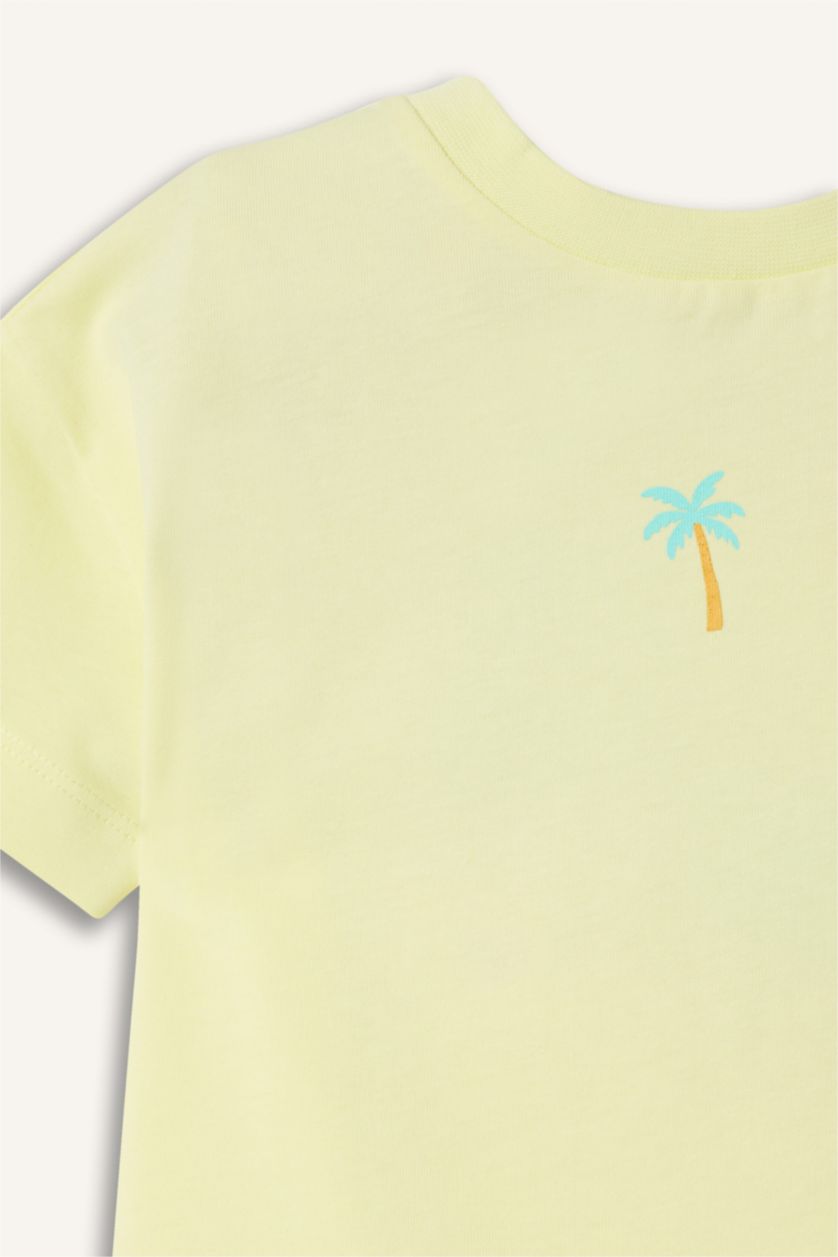 Baby Girls Light Green Relax Fit Floral Short Sleeve T-Shirt