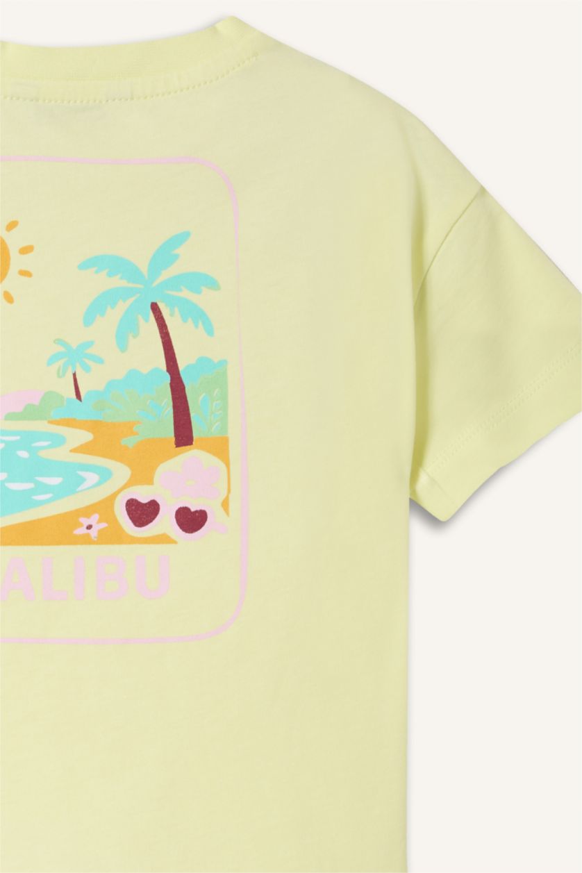 Baby Girls Light Green Relax Fit Floral Short Sleeve T-Shirt