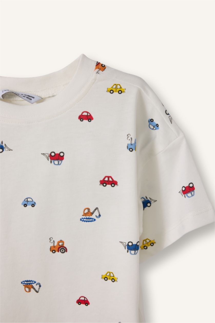Baby Boys White Regular Fit Printed Short Sleeve T-Shirt